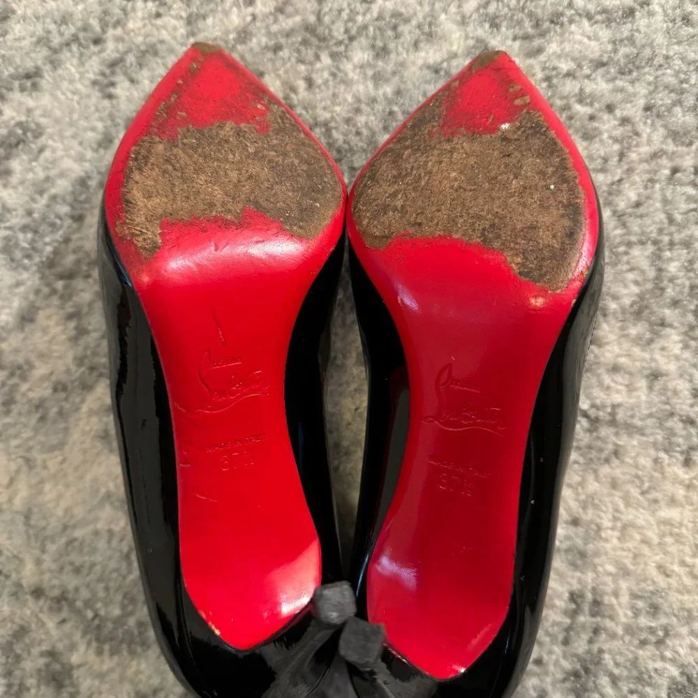 Christian Louboutin Black Patent Pointed Toe Pumps - Picture 3 of 8
